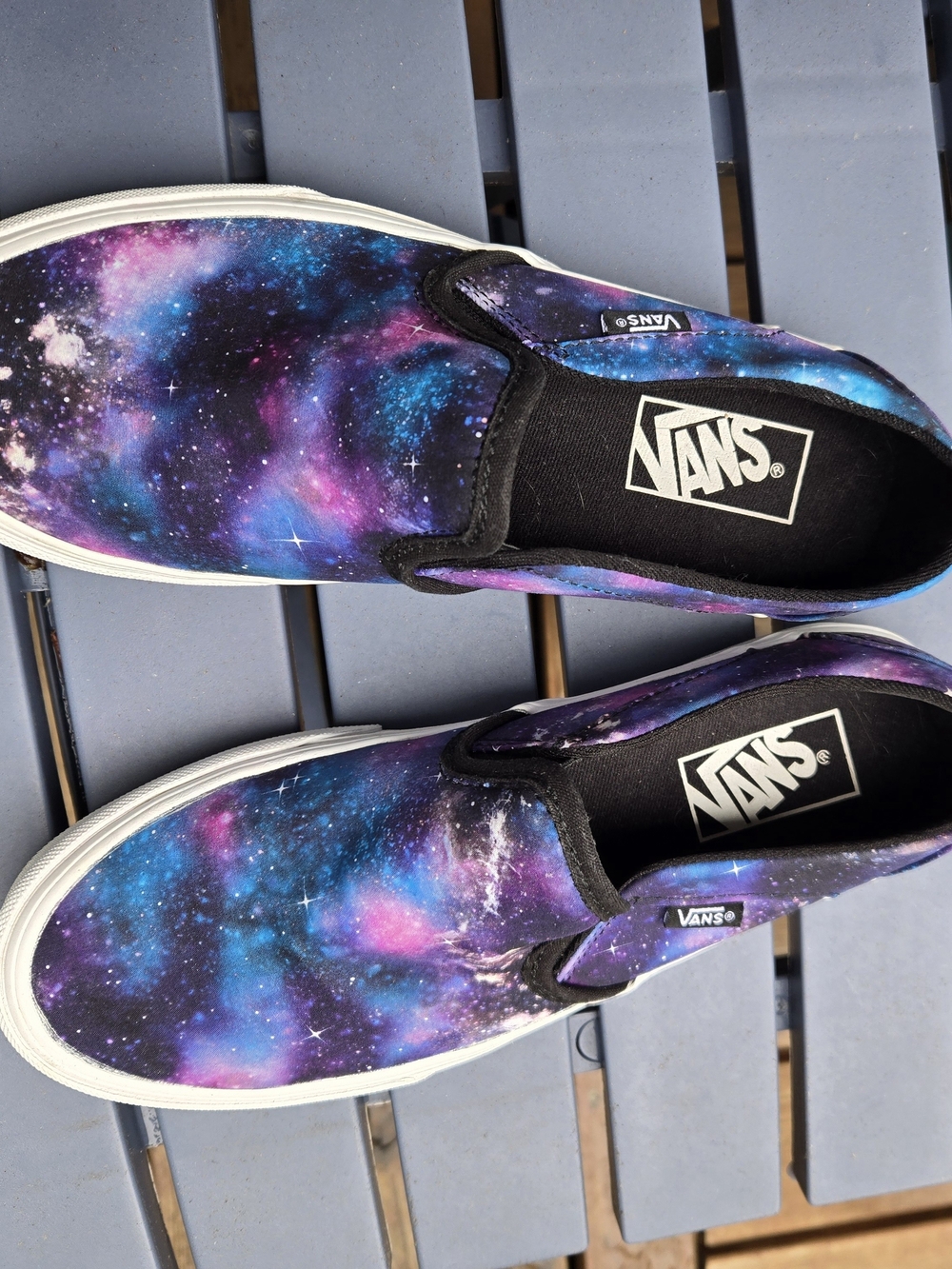 Vans Womens Slip-On Sneakers - Galaxy Print Purple/Blue